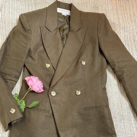 Olive Green Linen Blazer - Picture 6 of 6